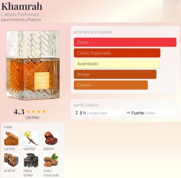 Khamrah-Lattafa-Perfumes-para-Hombres-y-Mujeres-perfume-card Lattafa Khamrah EDP 100ml